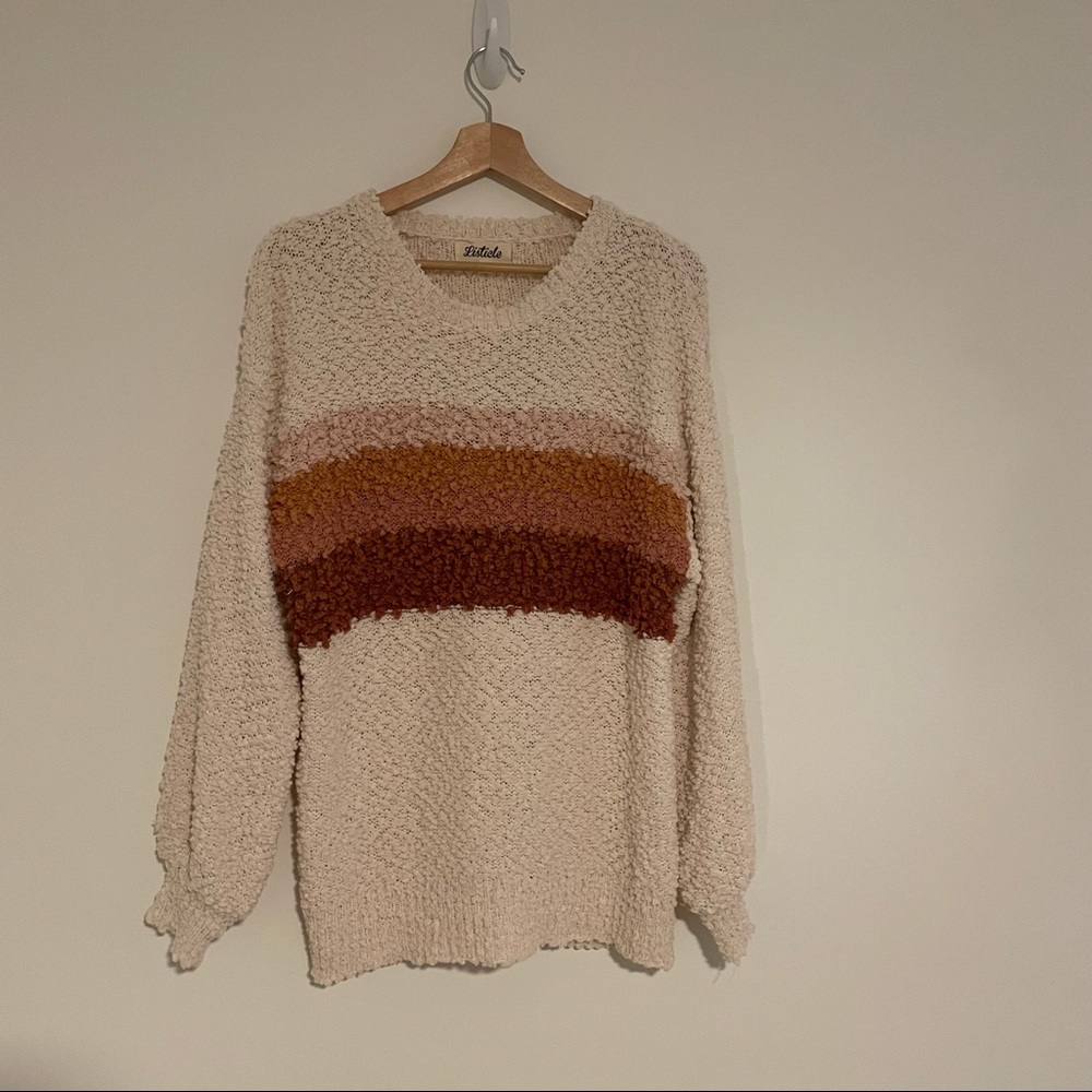 M Roolee Sweater in cream, gold, mauve and pink